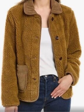 Alex Mill Camel Teddy Sherpa Button Jacket